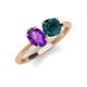 4 - Tanya Oval Shape Amethyst & Cushion Shape London Blue Topaz 2 Stone Duo Ring 