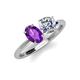 4 - Tanya Oval Shape Amethyst & Cushion Shape Forever One Moissanite 2 Stone Duo Ring 