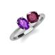 4 - Tanya Oval Shape Amethyst & Cushion Shape Rhodolite Garnet 2 Stone Duo Ring 