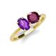 4 - Tanya Oval Shape Amethyst & Cushion Shape Rhodolite Garnet 2 Stone Duo Ring 