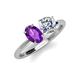 4 - Tanya Oval Shape Amethyst & Cushion Shape IGI Certified Lab Grown Diamond 2 Stone Duo Ring 
