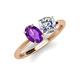 4 - Tanya Oval Shape Amethyst & Cushion Shape IGI Certified Lab Grown Diamond 2 Stone Duo Ring 