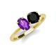 4 - Tanya Oval Shape Amethyst & Cushion Shape Black Onyx 2 Stone Duo Ring 