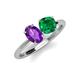 4 - Tanya Oval Shape Amethyst & Cushion Shape Emerald 2 Stone Duo Ring 