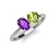 4 - Tanya Oval Shape Amethyst & Cushion Shape Peridot 2 Stone Duo Ring 