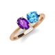 4 - Tanya Oval Shape Amethyst & Cushion Shape Blue Topaz 2 Stone Duo Ring 