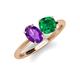 4 - Tanya Oval Shape Amethyst & Cushion Shape Emerald 2 Stone Duo Ring 