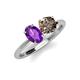 4 - Tanya Oval Shape Amethyst & Cushion Shape Smoky Quartz 2 Stone Duo Ring 