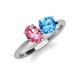 4 - Tanya Oval Shape Pink Tourmaline & Cushion Shape Blue Topaz 2 Stone Duo Ring 