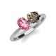 4 - Tanya Oval Shape Pink Tourmaline & Cushion Shape Smoky Quartz 2 Stone Duo Ring 