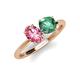 4 - Tanya Oval Shape Pink Tourmaline & Cushion Shape Lab Created Alexandrite 2 Stone Duo Ring 