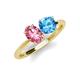 4 - Tanya Oval Shape Pink Tourmaline & Cushion Shape Blue Topaz 2 Stone Duo Ring 