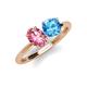 4 - Tanya Oval Shape Pink Tourmaline & Cushion Shape Blue Topaz 2 Stone Duo Ring 