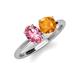 4 - Tanya Oval Shape Pink Tourmaline & Cushion Shape Citrine 2 Stone Duo Ring 