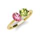 4 - Tanya Oval Shape Pink Tourmaline & Cushion Shape Peridot 2 Stone Duo Ring 