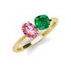 4 - Tanya Oval Shape Pink Tourmaline & Cushion Shape Emerald 2 Stone Duo Ring 