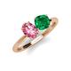 4 - Tanya Oval Shape Pink Tourmaline & Cushion Shape Emerald 2 Stone Duo Ring 