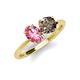4 - Tanya Oval Shape Pink Tourmaline & Cushion Shape Smoky Quartz 2 Stone Duo Ring 