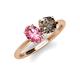 4 - Tanya Oval Shape Pink Tourmaline & Cushion Shape Smoky Quartz 2 Stone Duo Ring 