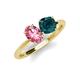 4 - Tanya Oval Shape Pink Tourmaline & Cushion Shape London Blue Topaz 2 Stone Duo Ring 