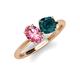4 - Tanya Oval Shape Pink Tourmaline & Cushion Shape London Blue Topaz 2 Stone Duo Ring 