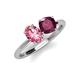 4 - Tanya Oval Shape Pink Tourmaline & Cushion Shape Rhodolite Garnet 2 Stone Duo Ring 