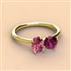 3 - Tanya Oval Shape Pink Tourmaline & Cushion Shape Rhodolite Garnet 2 Stone Duo Ring 