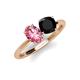 4 - Tanya Oval Shape Pink Tourmaline & Cushion Shape Black Onyx 2 Stone Duo Ring 