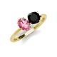 4 - Tanya Oval Shape Pink Tourmaline & Cushion Shape Black Onyx 2 Stone Duo Ring 