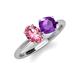 4 - Tanya Oval Shape Pink Tourmaline & Cushion Shape Amethyst 2 Stone Duo Ring 