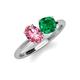4 - Tanya Oval Shape Pink Tourmaline & Cushion Shape Emerald 2 Stone Duo Ring 