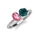 4 - Tanya Oval Shape Pink Tourmaline & Cushion Shape London Blue Topaz 2 Stone Duo Ring 