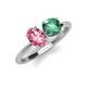 4 - Tanya Oval Shape Pink Tourmaline & Cushion Shape Lab Created Alexandrite 2 Stone Duo Ring 