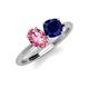 4 - Tanya Oval Shape Pink Tourmaline & Cushion Shape Blue Sapphire 2 Stone Duo Ring 