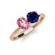 4 - Tanya Oval Shape Pink Tourmaline & Cushion Shape Blue Sapphire 2 Stone Duo Ring 