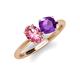 4 - Tanya Oval Shape Pink Tourmaline & Cushion Shape Amethyst 2 Stone Duo Ring 