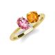 4 - Tanya Oval Shape Pink Tourmaline & Cushion Shape Citrine 2 Stone Duo Ring 