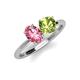 4 - Tanya Oval Shape Pink Tourmaline & Cushion Shape Peridot 2 Stone Duo Ring 