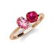 4 - Tanya Oval Shape Pink Tourmaline & Cushion Shape Ruby 2 Stone Duo Ring 