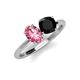 4 - Tanya Oval Shape Pink Tourmaline & Cushion Shape Black Onyx 2 Stone Duo Ring 