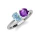 4 - Tanya Oval Shape Aquamarine & Cushion Shape Amethyst 2 Stone Duo Ring 