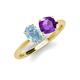 4 - Tanya Oval Shape Aquamarine & Cushion Shape Amethyst 2 Stone Duo Ring 