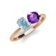 4 - Tanya Oval Shape Aquamarine & Cushion Shape Amethyst 2 Stone Duo Ring 