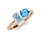4 - Tanya Oval Shape Aquamarine & Cushion Shape Blue Topaz 2 Stone Duo Ring 