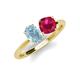 4 - Tanya Oval Shape Aquamarine & Cushion Shape Ruby 2 Stone Duo Ring 