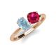4 - Tanya Oval Shape Aquamarine & Cushion Shape Ruby 2 Stone Duo Ring 