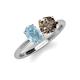 4 - Tanya Oval Shape Aquamarine & Cushion Shape Smoky Quartz 2 Stone Duo Ring 