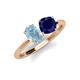 4 - Tanya Oval Shape Aquamarine & Cushion Shape Blue Sapphire 2 Stone Duo Ring 