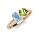 4 - Tanya Oval Shape Aquamarine & Cushion Shape Peridot 2 Stone Duo Ring 