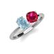 4 - Tanya Oval Shape Aquamarine & Cushion Shape Ruby 2 Stone Duo Ring 